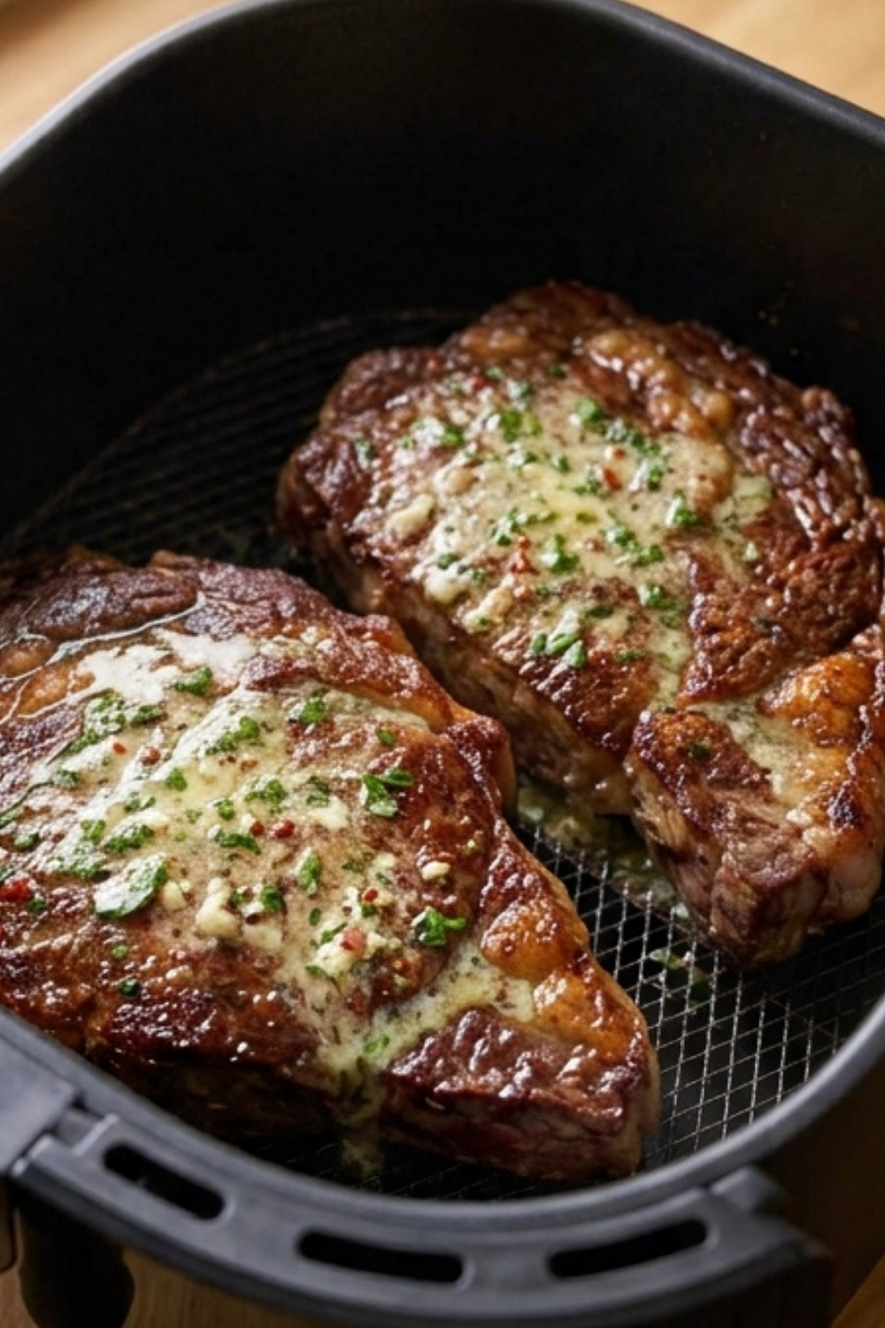 Air Fryer Steak with Garlic Butter