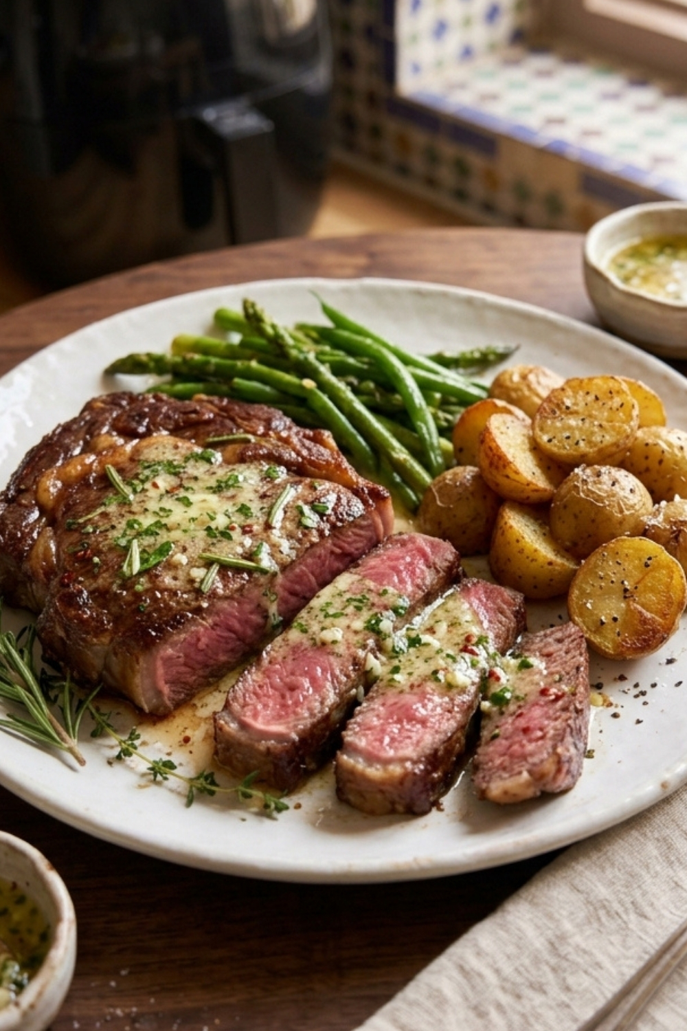 Air Fryer Steak with Garlic Butter