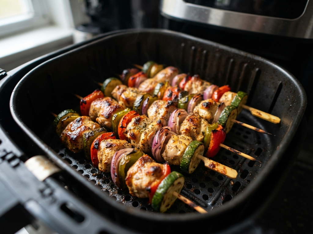 Air Fryer Chicken and Vegetable Kabobs​