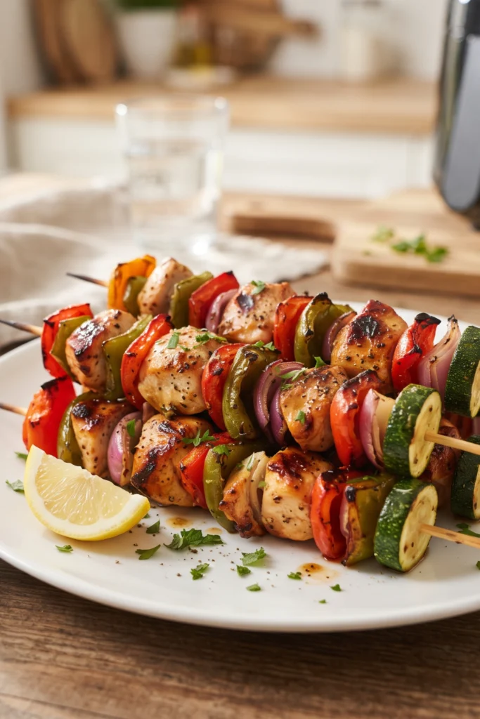 Air Fryer Chicken and Vegetable Kabobs​